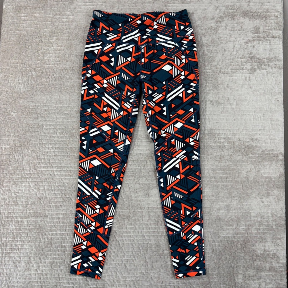 Sweaty Betty Power Workout Leggings Small Short Geometric‎ Orange Navy SB3122